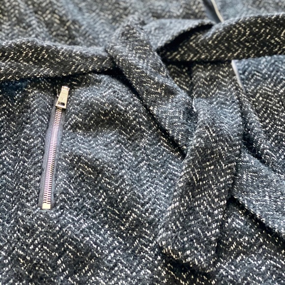 T Tahari Black Herringbone Wool-Blend Trench Coat - Picture 3 of 12